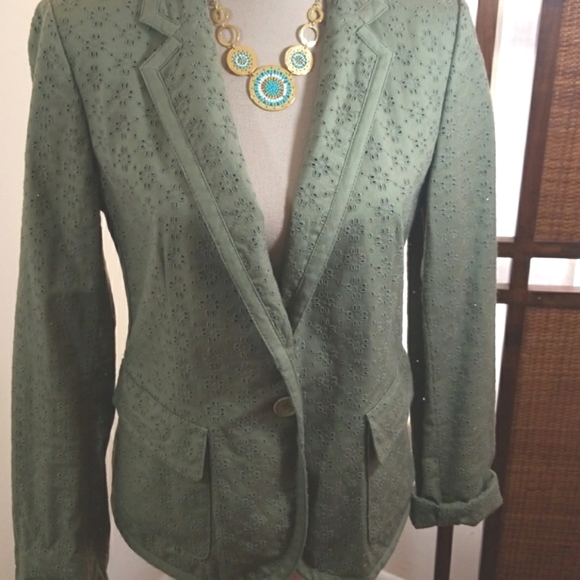 Dkny casual eyelet single breasted green jacket. - Picture 1 of 7